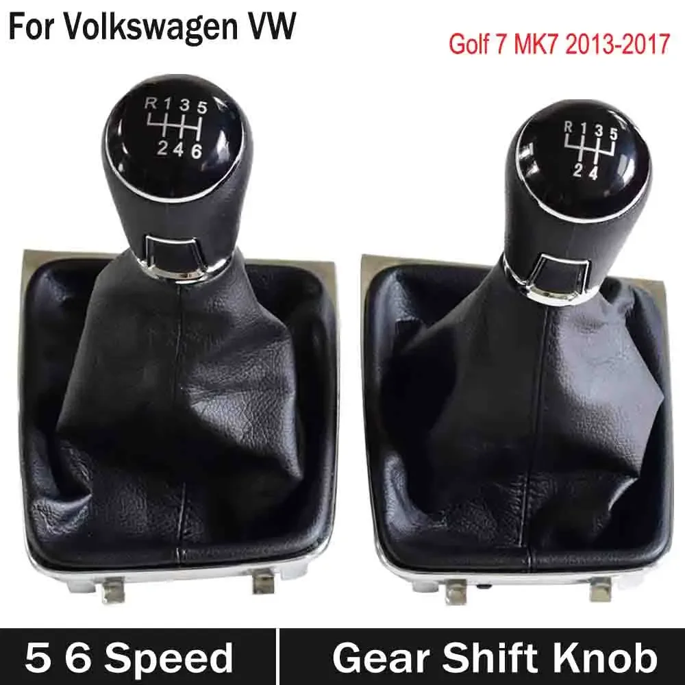 5/6 Speed Manual Gear Shift Shifter Knob Lever Stick Gaiter Boot Cover For Volkswagen VW Golf 7 MK7 2013 2014 2015 2016