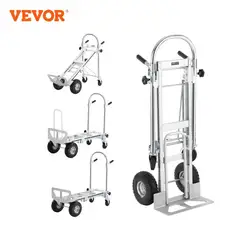 VEVOR Carrello a Mano Pieghevole in Alluminio 4 in 1 Capacità Carico da 454kg, Carrello a Mano Pieghevole Salvaspazio Carrello con Piattaforma Ruote in Gomma per Trasporto di Merci da Magazzino 454kg