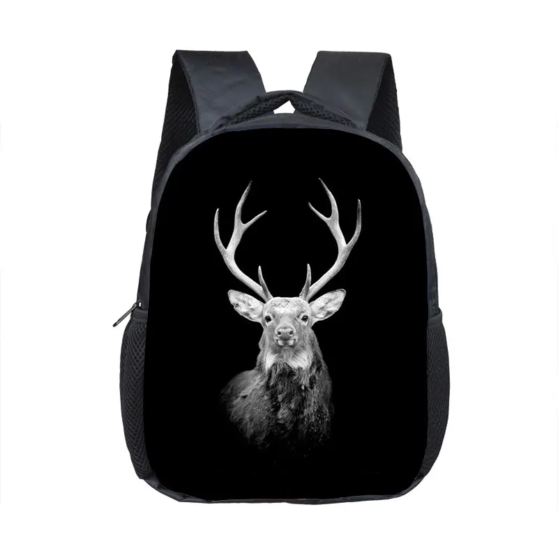 

Harajuku Black White Wild Animals Tiger Lion Wolf Notebook Backpacks School Bags 3D Oxford Waterproof Laptop Backpacks