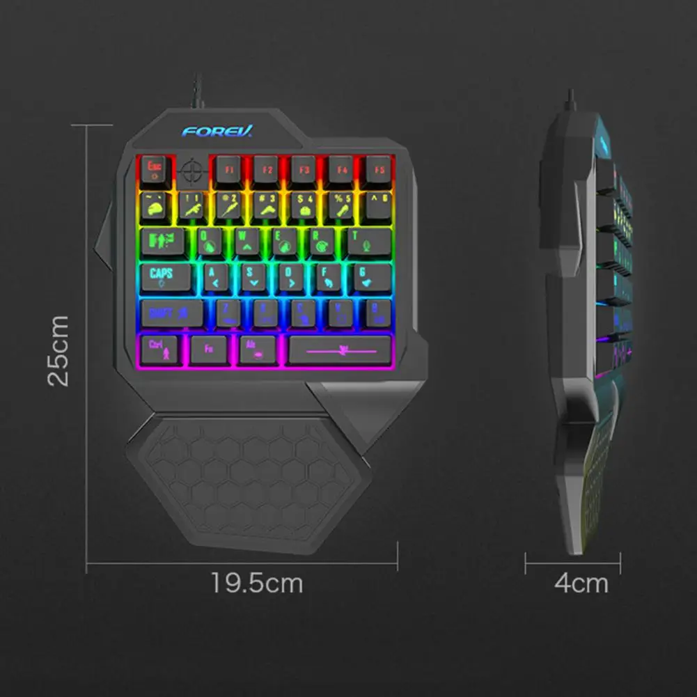 Mini teclado mecánico para jugar con cable RGB de 35 teclas, interruptor de teclado para jugar con una sola mano, controlador de juego de roscado para jugadores de 35 teclas para ordenador, PC y portátil
