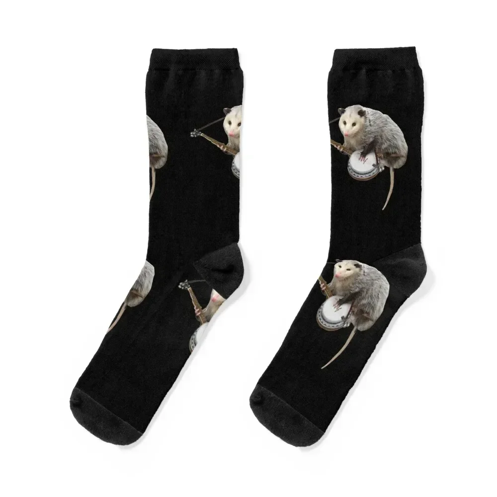 Opossum Playing Banjo Socks custom sports anime sheer Novelties Luxury Woman Socks Men's