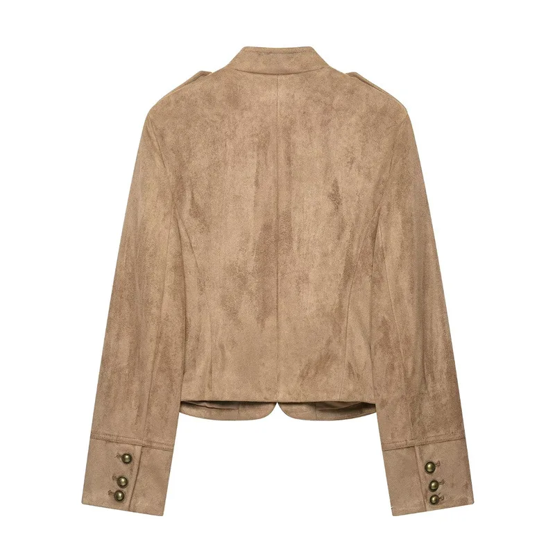 NINE ZAR Women's Jacket Zipper Long Sleeve Shirt Knot Buckle Effect Outerwear Short Style Standard Version Winter Season