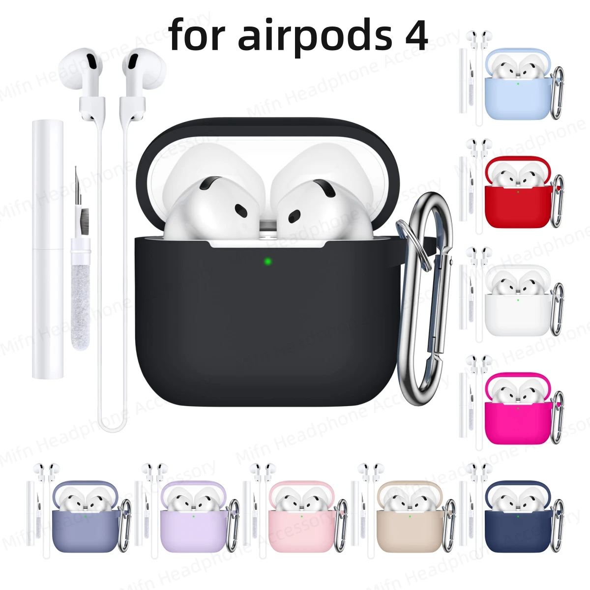 New Kit case for AirPods 4 Soft Silicone Protective Cover for Women Men for AirPods 4 for AirPods 4th Generation Case 2024 USB C