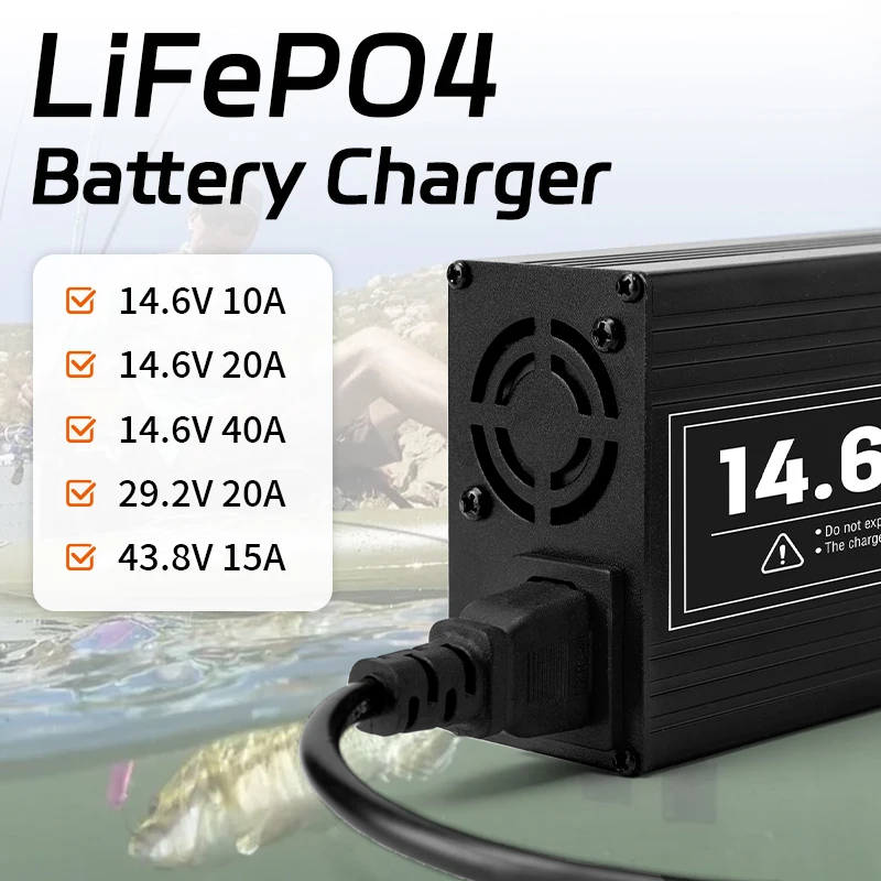 Chargeur pour batterie LiFepo4 14.6V 29.2V 43.8V 10A/20A/30A Chargeur de batterie LiFePO4 pour batterie LiFePO4 12V, 24V, 36V