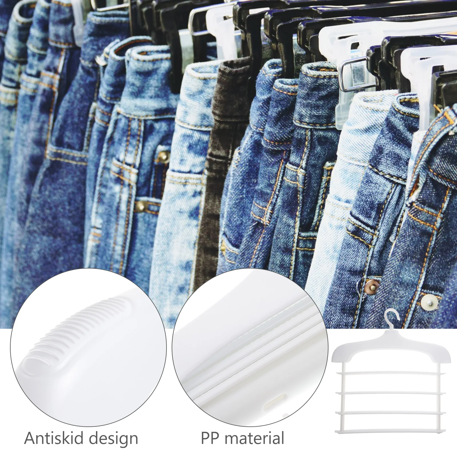 

Clothes Hangers PP Nonslip Closet ganizer Space Saving Multi tier Pants Hanger Compact For Various Sizes