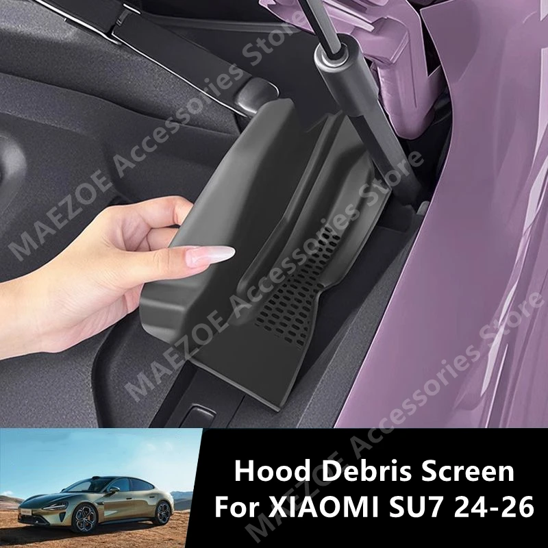 For XIAOMI SU7 24-26 TPE Hood Debris Screen,Front Engine Compartment Water Guide Slot Anti-blocking Strip,Front Trunk Protection