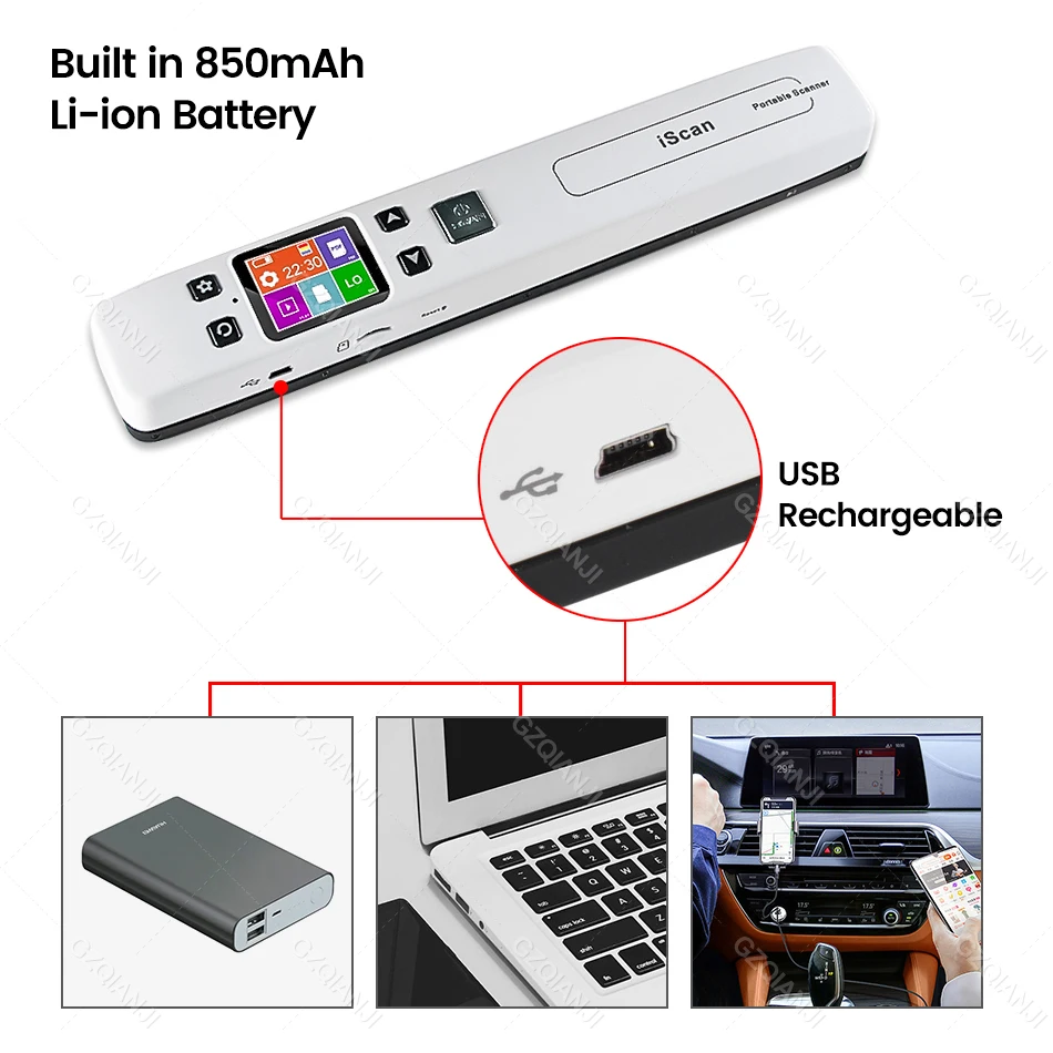 Wifi Wireless Mini Portable A4 Document Scanner Images JPG PDF Formate Reader Pen with TF Card 16G 32G 1050 dpi USB Wired ISCAN