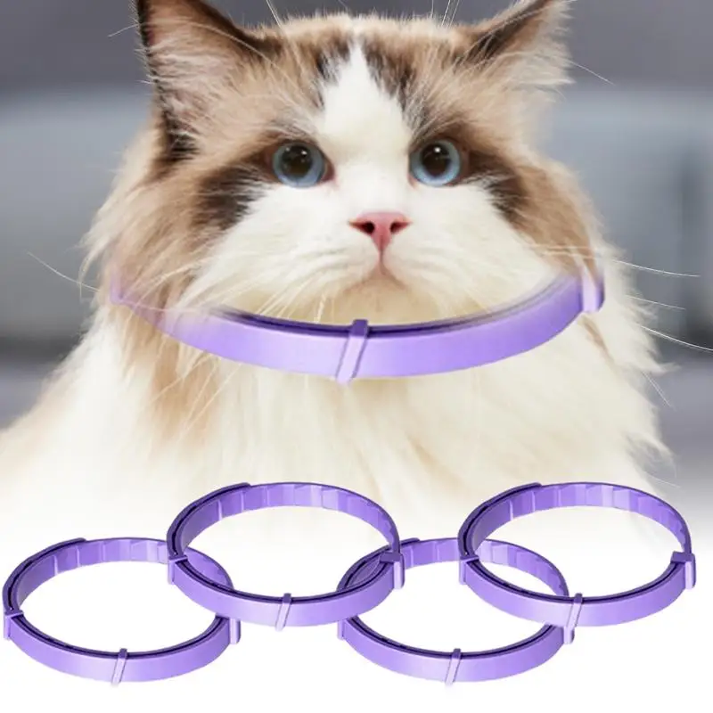 4Pcs Pet Calming Collar Pheromones Collar Relieve Anxiety Lasting Calm Natural Comfortable Adjustable Cats Dogs Soothing Collars