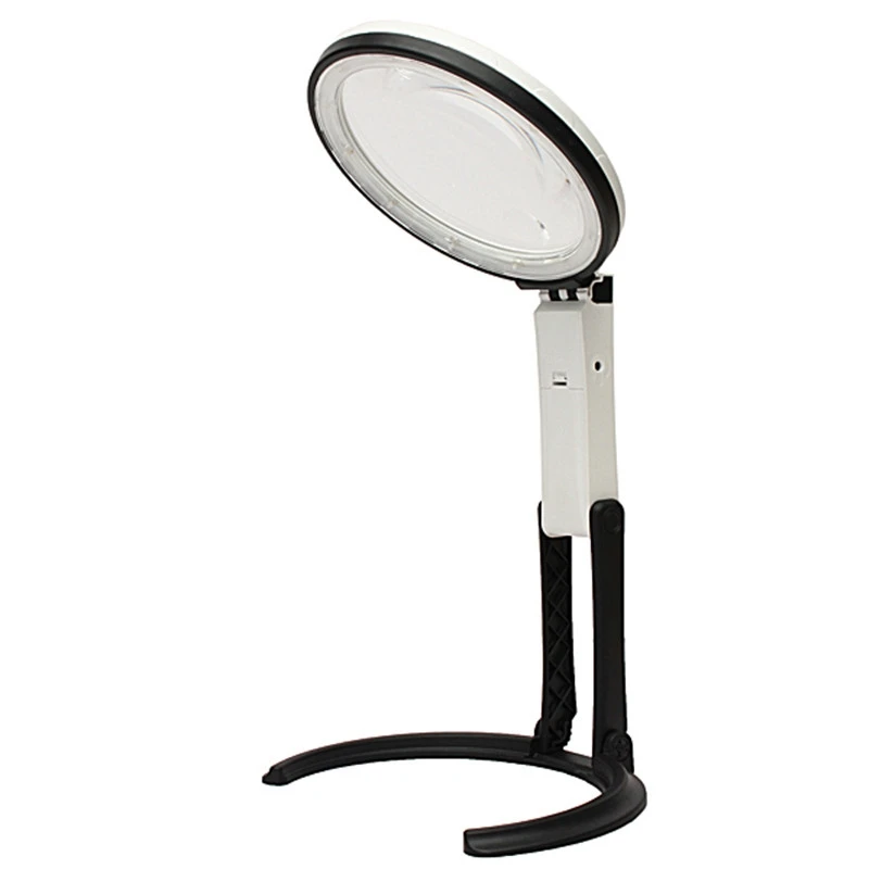 10 LED Lighting Desk Folding Handheld Table Lamp With LED Lighting 2.5X 8X Bench Magnifier Magnifying Glass EU Plug