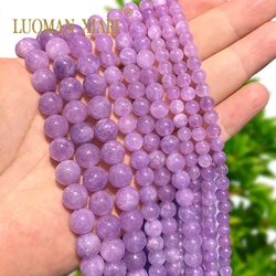 6 8 10mm Round Natural Stone Chalcedony Lavender Light Purple Spacer Beads for Jewelry Making Diy Bracelet Charms Accessories