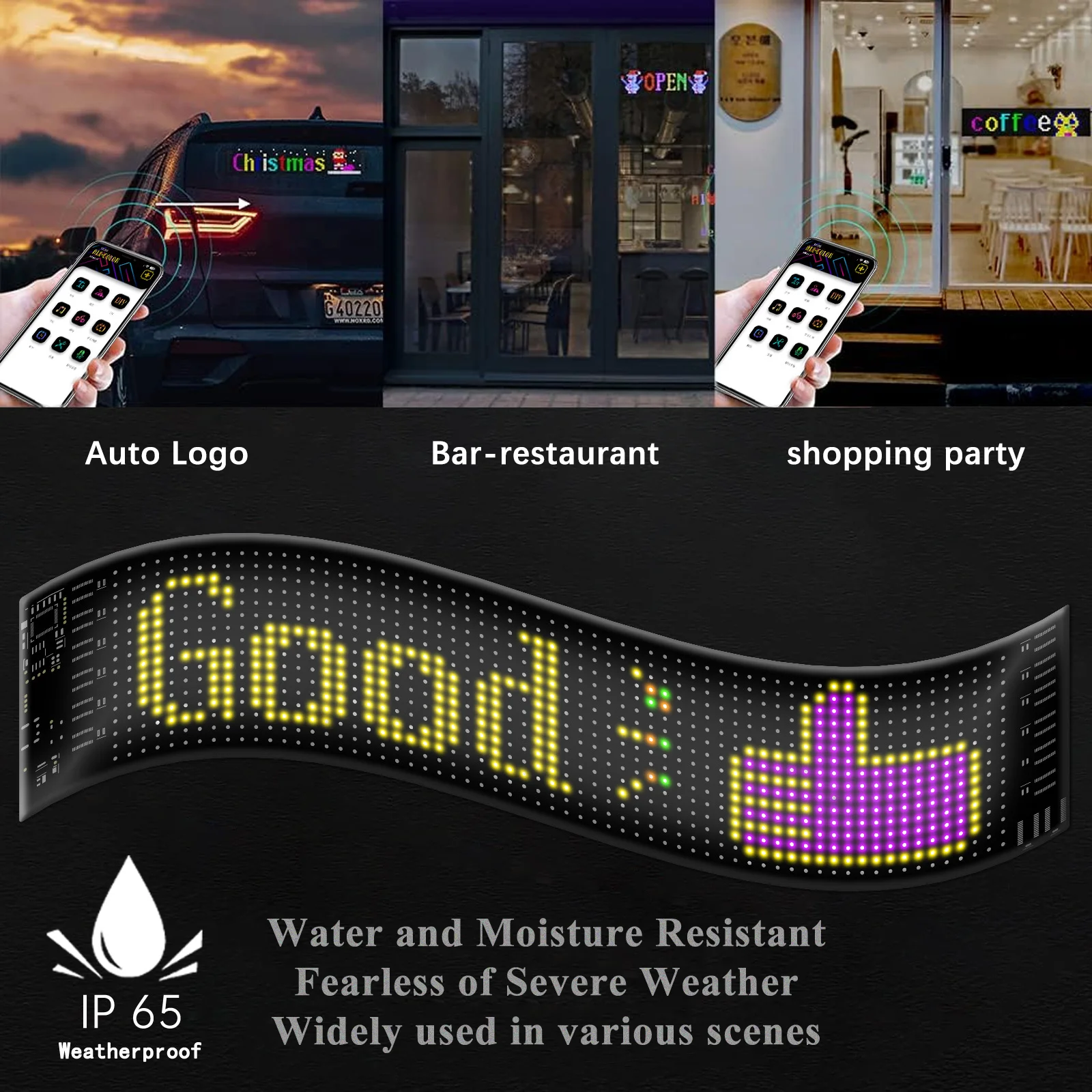 LED Matrix Pixel Panel Light Bluetooth App Control Scrolling Advertising LED Car Sign Animation Programmable For Car Shop