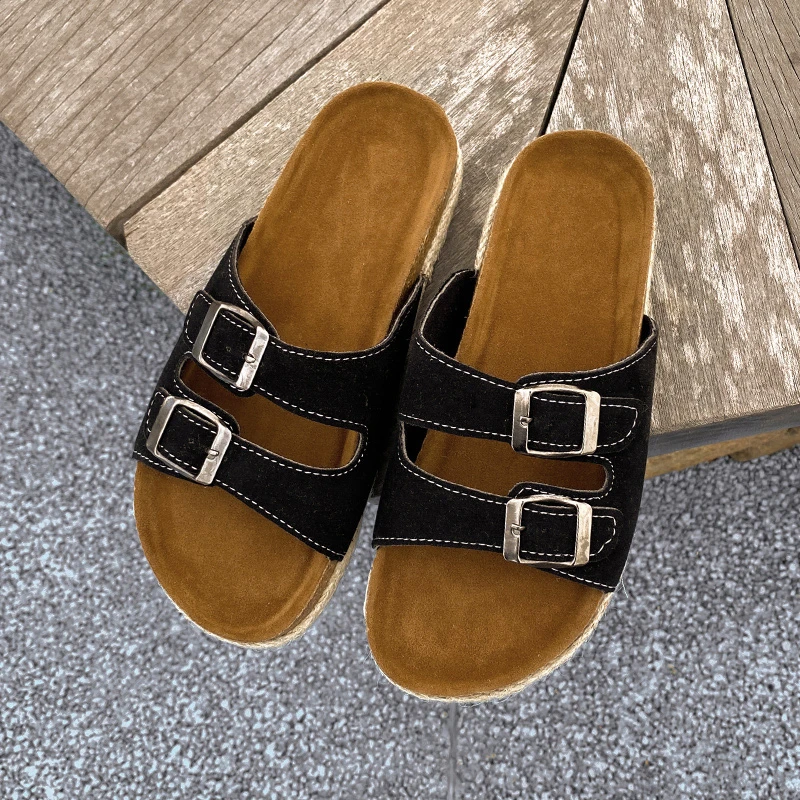 

New Fashion Women's Suede Mules Slippers Men Clogs Cork Insole Sandals with Arch Support Outdoor Beach Slides Home Shoes