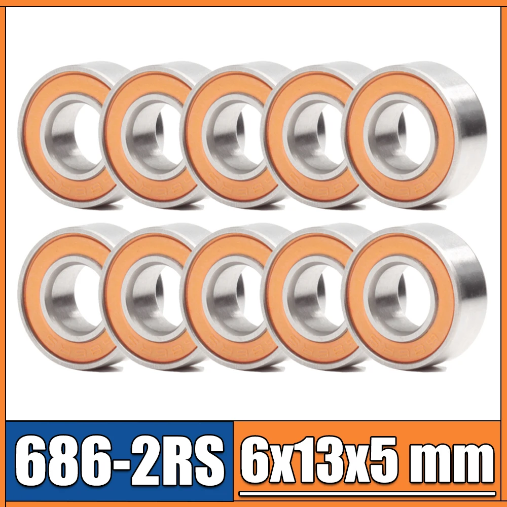 

686RS Bearing 10PCS 6x13x5 mm ABEC-3 Hobby Electric RC Car Truck 686 RS 2RS Ball Bearings 686-2RS Orange Sealed