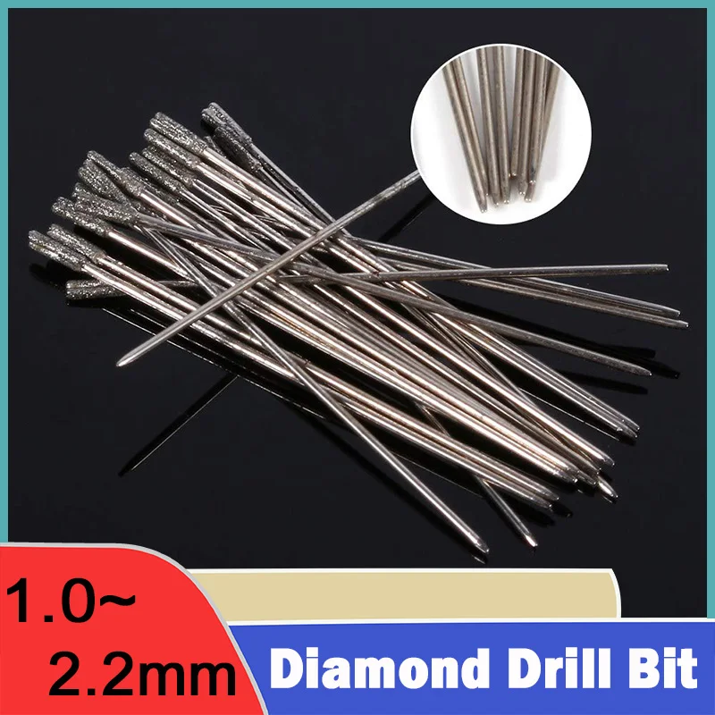 Diamond Coated Lapidary Drill Bits 1.0~2.2mm Tipped Solid For Jade Agate Stone Jewelry Glass Drilling Ceramics Glass Hole Saw