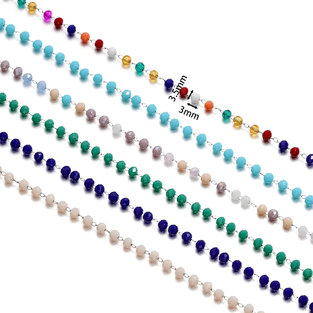 Perles de document en acier inoxydable, cristal, bricolage, collier, bracelet, bijoux, accessoires de direction, 3mm, 1 mètre par paquet