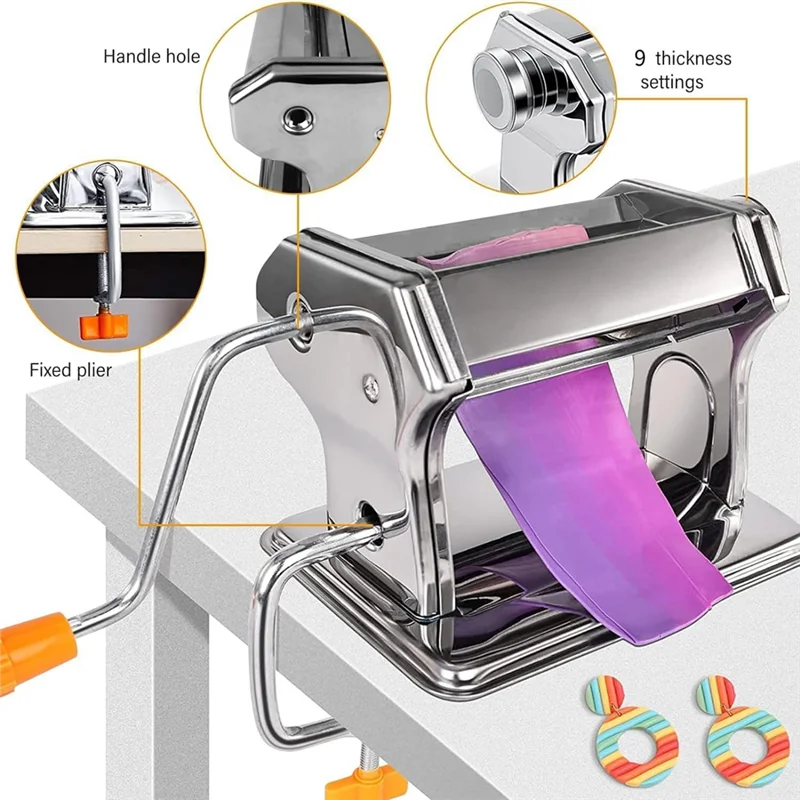 ABBO-Stainless Steel Polymer Clay Roller Machine Set Includes Clay Presser Machine For DIY Craft Projects