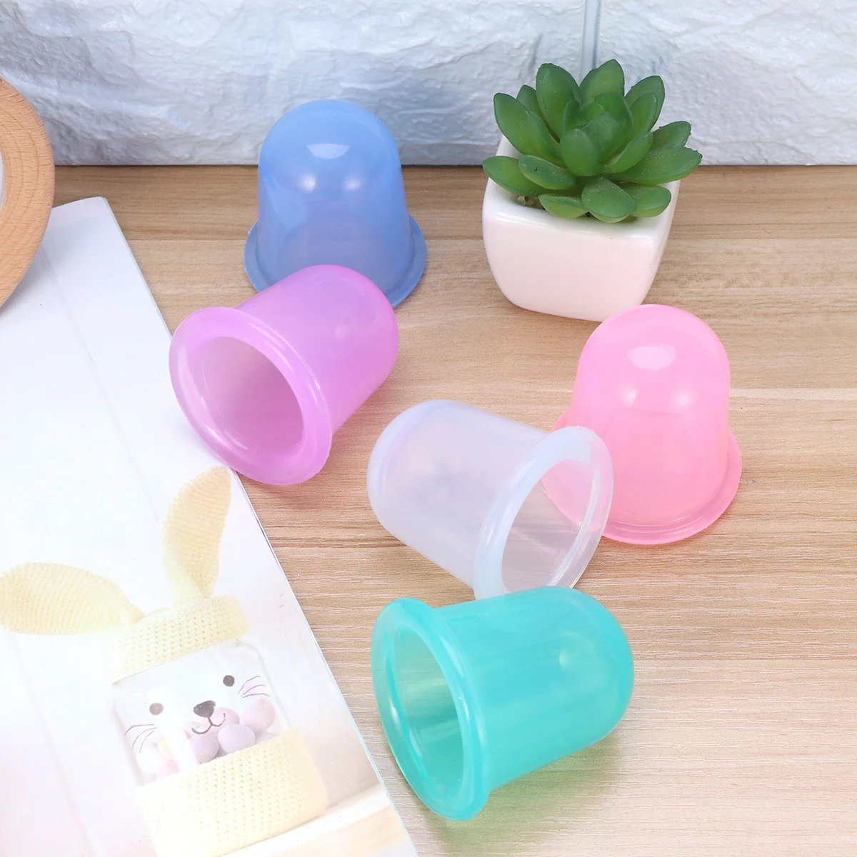 

5Pcs Silicone Vacuum Cupping Cups Strong Adsorption Body Massager Neck Therapy Pain Relief Anti Cellulite Pump Multi Color
