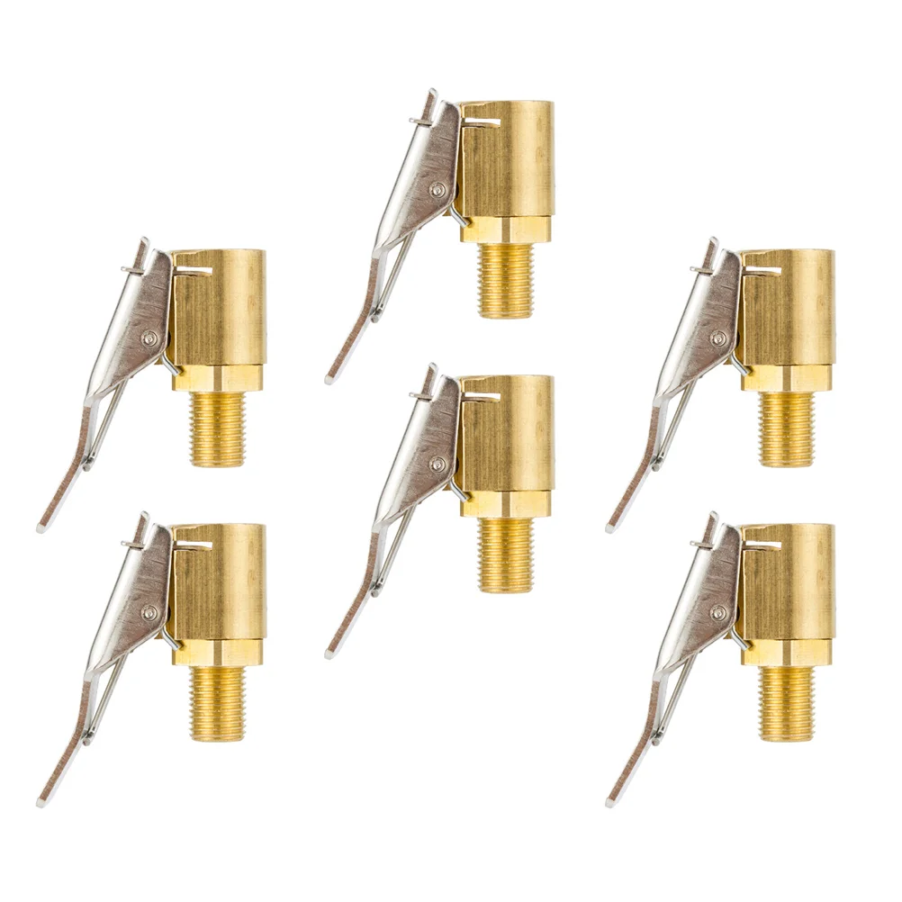 

6 Pcs Car Inflatable Chuck Valves Tire Air Pump Clips Thread Nozzle Accessories