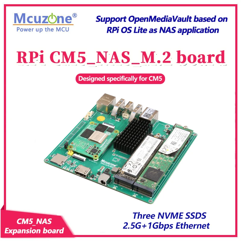 

Raspberry Pi CM5_NAS_M.2 board,3* NVME ssd, M.2 support 22110 2280 2242,2.5Gbps ETH and GIGA ethernet, OpenMediaVault,4*PCIE