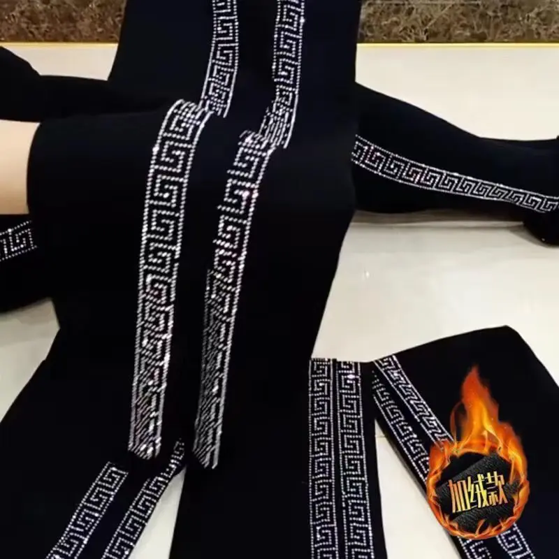 New Modal High Waist Warm Fleece Women's Yoga Pants plus Size Elastic Big Code Fat MM Long Pants Winter Collection