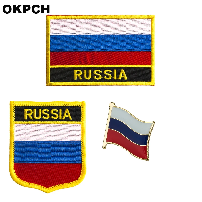 Russia National Flag Embroidered Iron on Patches for Clothing Metal badges PT0130-3