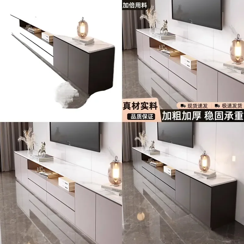 Double Layer TV Cabinet Household Paint Free Storage Large Capacity High Grade Mildew Proof Floor To Ceiling Living Room