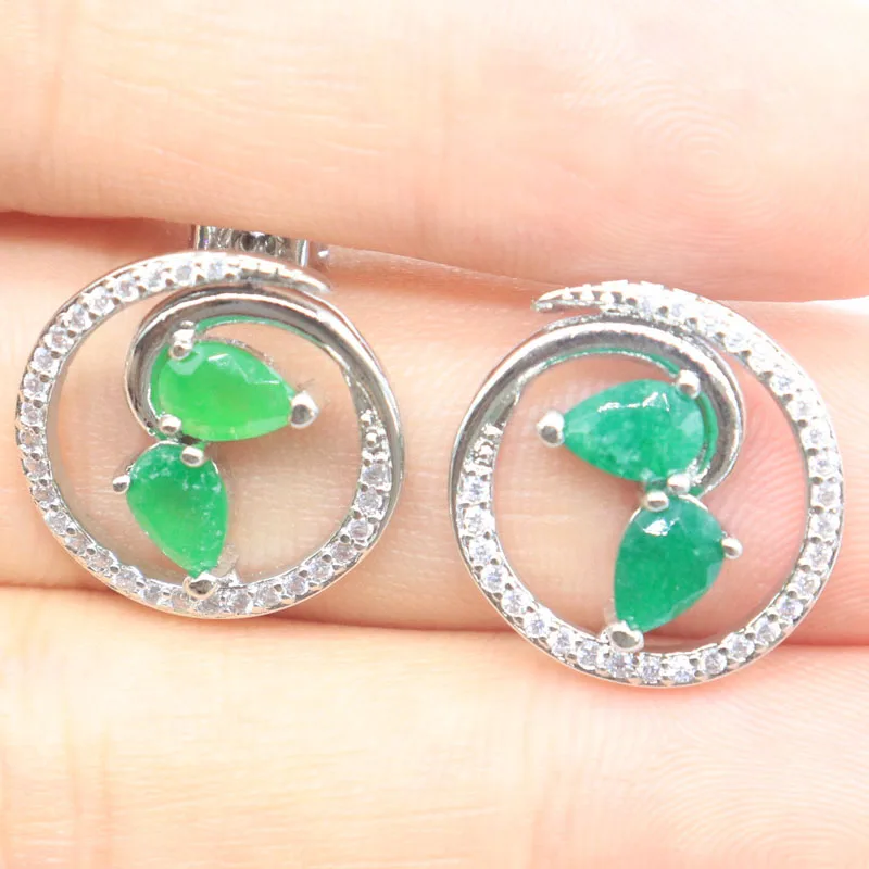 

Buy 4 Get 1 Free Highly Recommend Moon Sapphire Real Red Ruby Green Emerald Blue Sapphire CZ Females Gift Silver Stud Earrings