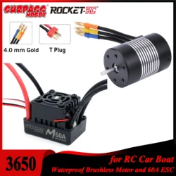 Surpass Hobby Rocket 3650 2300/3100/3900/4300KV Waterproof Brushless Motor and M60A ESC for 1/10 RC Car Boat Toy Parts Wltoys