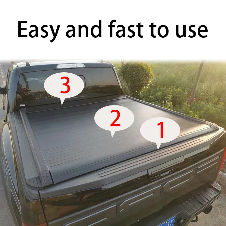 high quality manual roll up truck bed conquest pickup retractable tonneau cover for hilux revo vigo