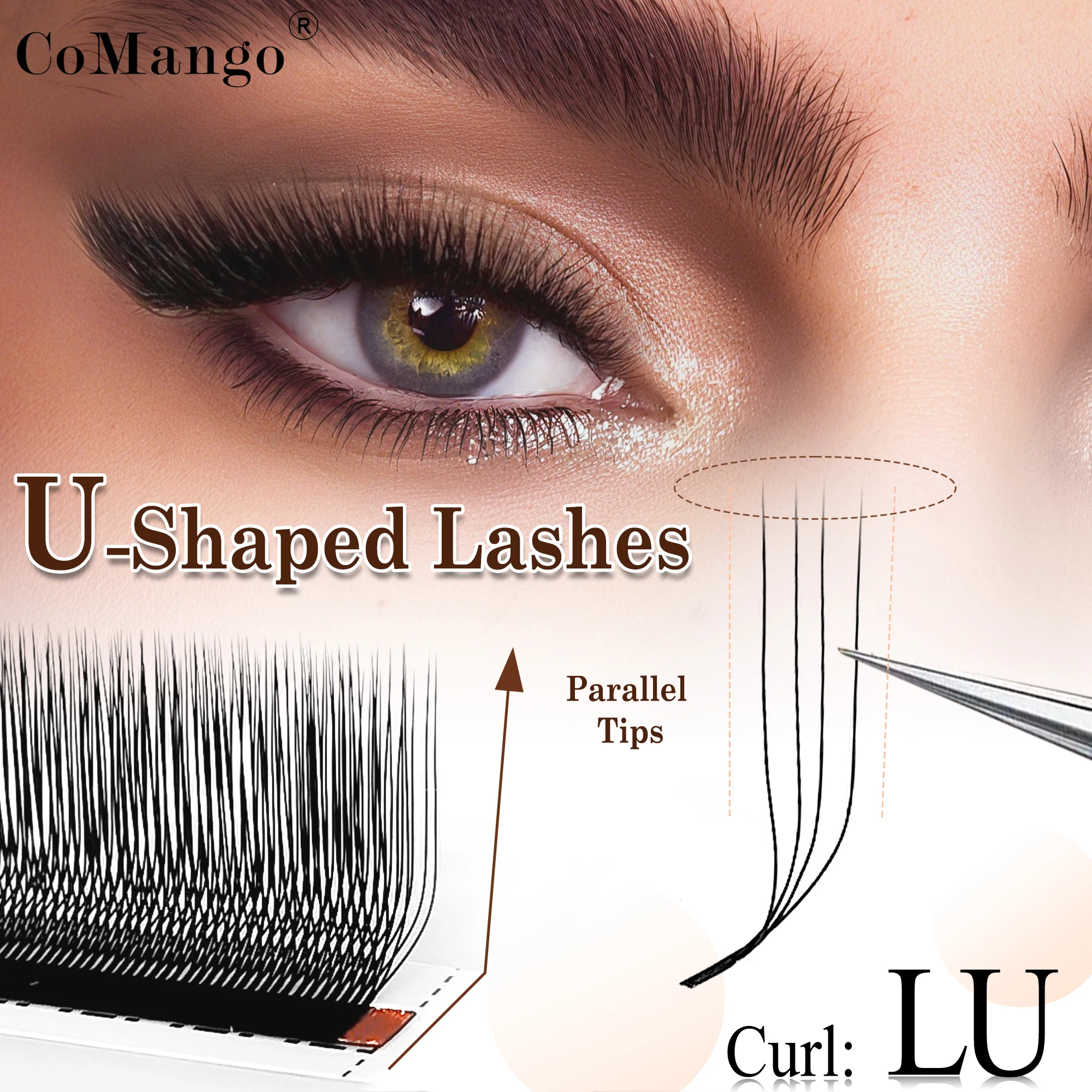 CoMango U-Form YY 3/4/5D Wimpernverlängerungen C/D/LU handgefertigte weiche W-Style-Wimpern Volumen-Kunstwimpern natürliche Wimp – Detail 1