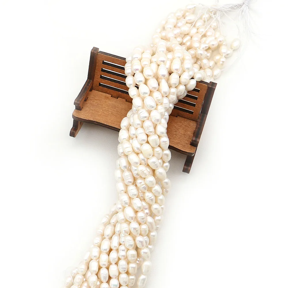 

Luxurious Creative Natural Freshwater Baroque Rice-shaped Pearl Beads Straight-hole Threaded DIY Necklace Earring Jewelry Gifts