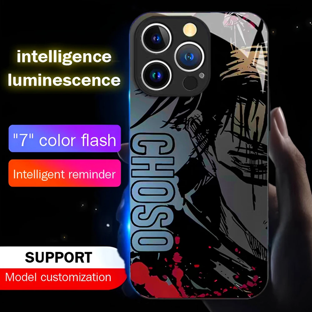 

Luxury Anime Role LED Calling Light Flash Phone Case Smart Luminous Cover For iPhone 16 E 15 14 13 12 11 Pro Max XR XS Plus SE