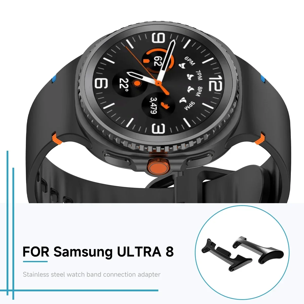 for Samsung Galaxy Watch 8 Ultra 1Pair Watchband Connectors Metal Adapters Stainless Steel Bracelets Link Attachment Replacement