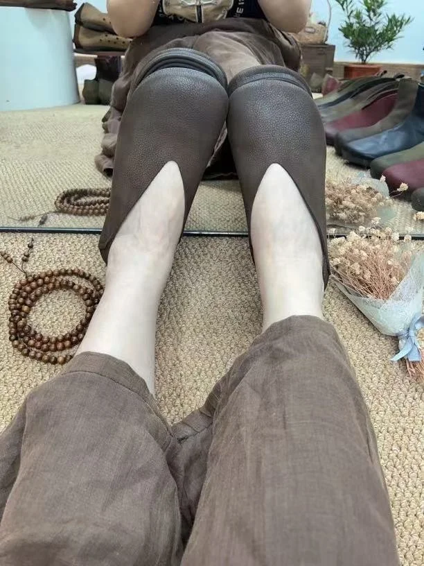 retro-genuine-leather-women's-oes-round-toe-flat-bot-comfortable-soft-sole-slip-on-casual-faion-single-oes-for-mom