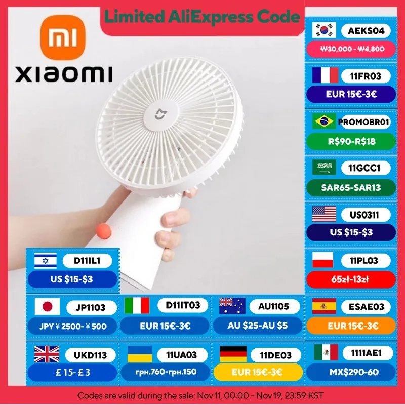 XIAOMI MIJIA Desktop Mobile Fan，Desktop Handheld Two In One，Universal Type-C Charging Port，18.5 - Hour Ultra - Long Battery Life