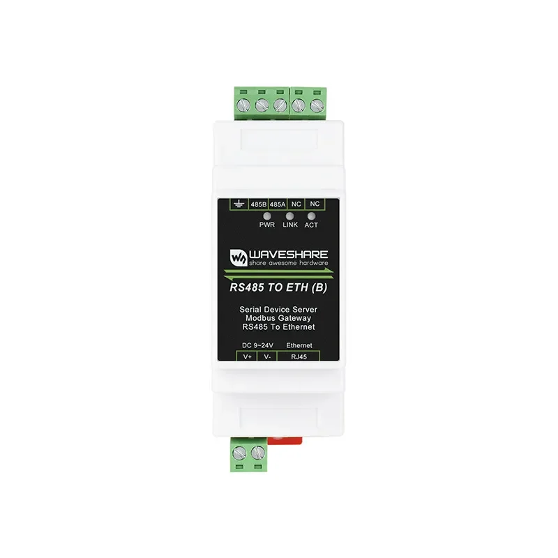 RS485 to RJ45 Ethernet TCP/IP to Serial Module Rail Mount Serial Server Modbus Gateway for Industrial Automation
