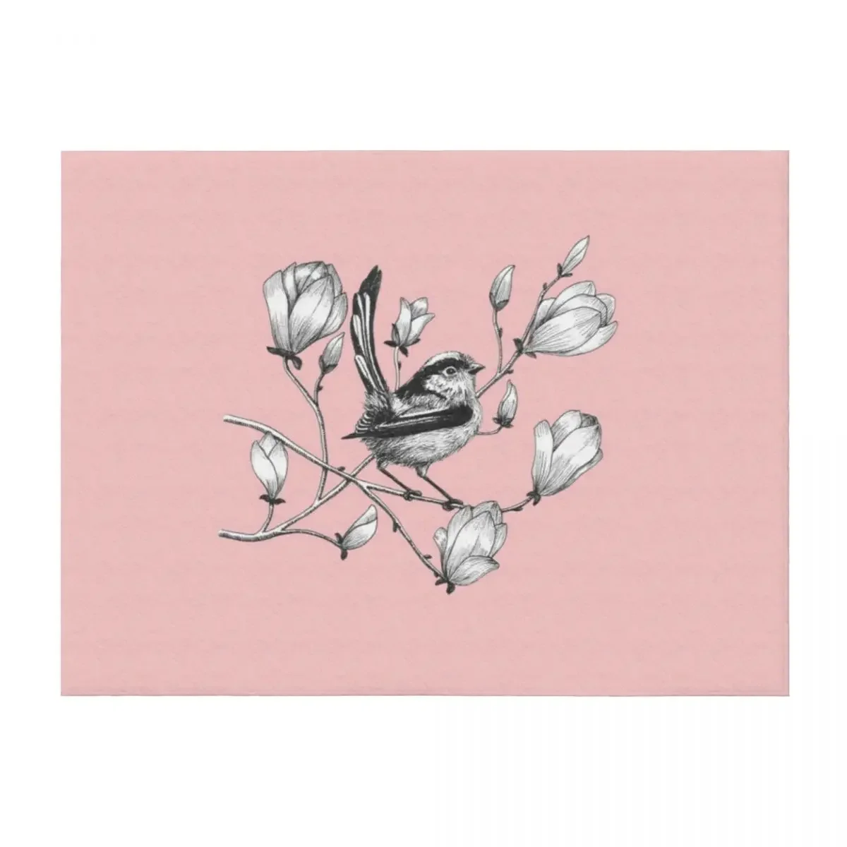 

long tailed tit on magnolia tree Throw Blanket Picnic heavy to sleep Luxury Furrys Blankets