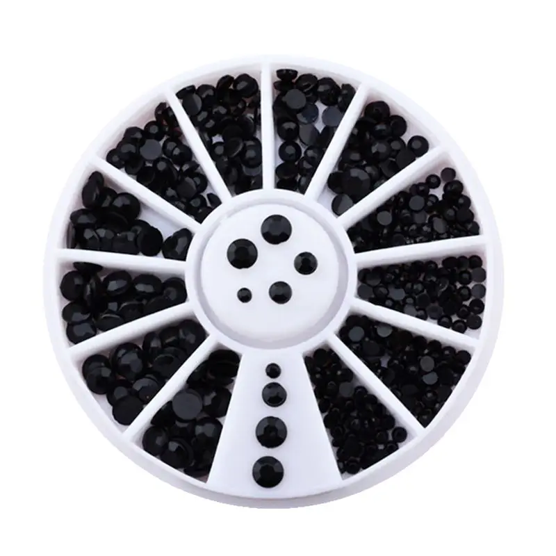 2MM/3MM/4MM DIY 3D Black Plastuc Rhinestone Wheel Nail Art Decorations Makeup Tools