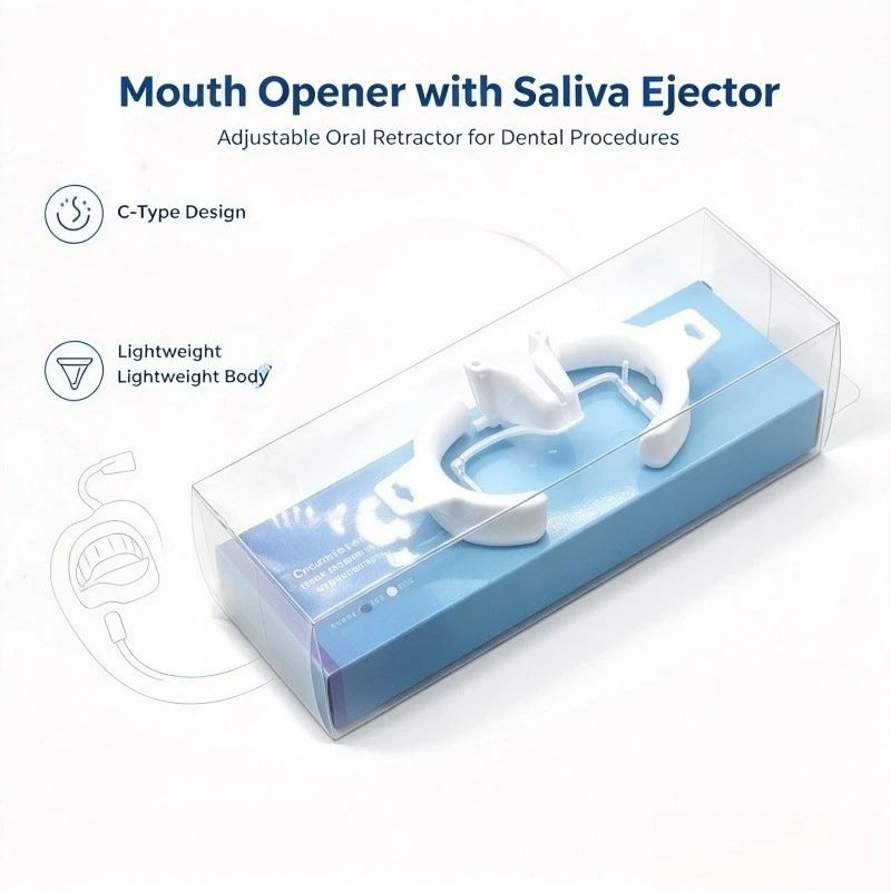 Adjustable Dental Mouth Opener Cheek Retractor with Suction Tube Orthodontic Accessory for Dental Clinic