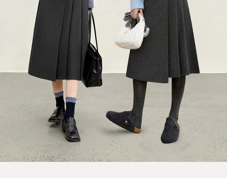 SENTUBILA Damen-Plisseerock aus Wollmischung 2026, hochtaillierter A-Linien-Midirock, eleganter, einfarbiger Winterrock für Damen im Büro 154QP5742 – Detail 24