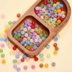 50PCS 8mm Multicolor Acrylic Crackle Round Loose Spacer Beads For Jewelry Making DIY Bracelet Neckalce Handmade Fashion Material