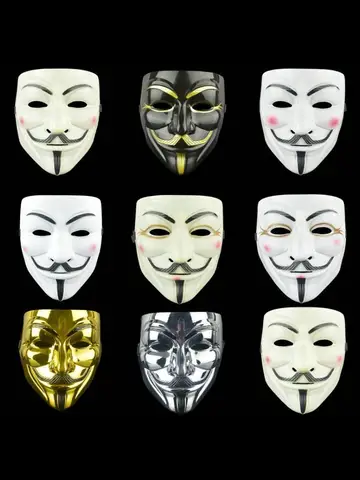 영화 코스프레 V Vendetta 해커 마스크 익명 가이 포크스 할로윈 크리스마스 파티 성인 어린이를위한 선물 영화 테마 마스크