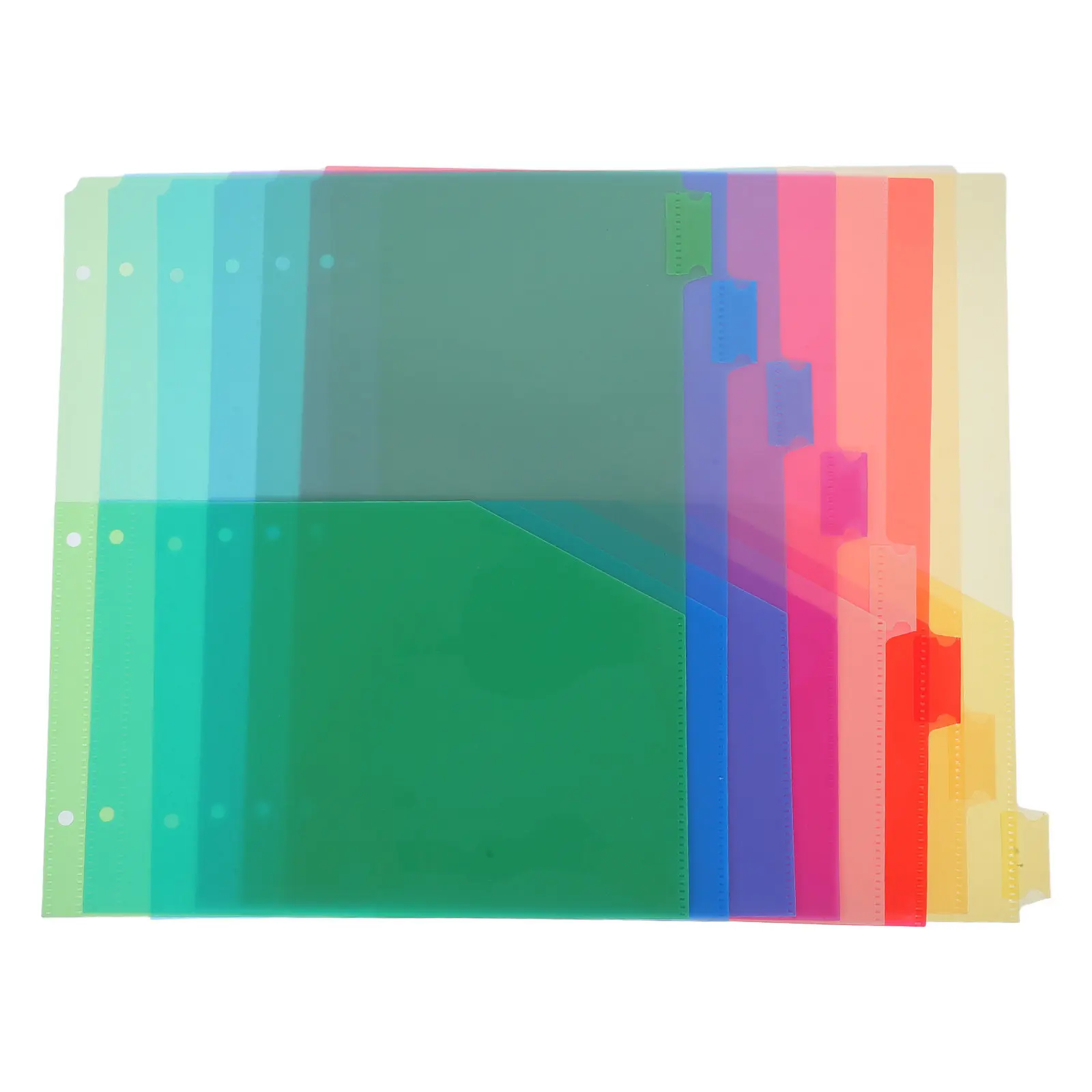 

8Pcs Document Organizer Divider Folder Plastic Binder Tabs Colorful 3 Hole Punched Page Dividers for School Office Business Home