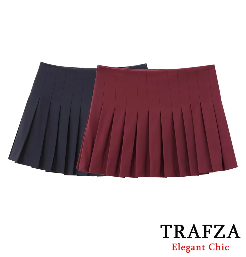 

TRAFZA Women Classic Pleated Skirt Solid Wide-Pleated Skirt with Shorts New Spring Summer Fashion Sexy Romantic Shorts Skirt