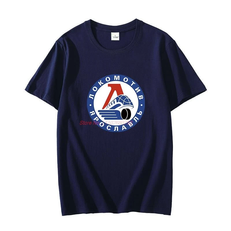 Cotton graphic t shirts Lokomotiv Yaroslavl Ice Hockey Russian Moscow Atletic O-neck T-shirt short sleeve t-shirts Men clothing