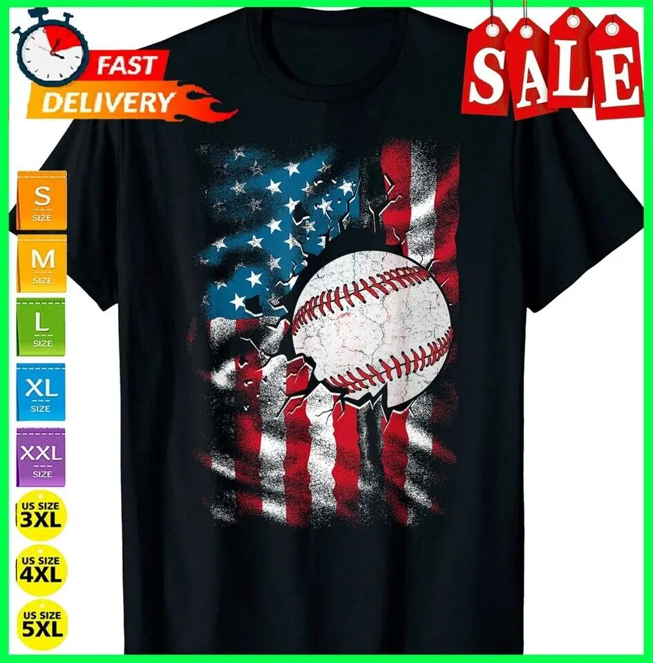 

Patriotic Baseball 4th Of July USA American Flag Gift Unisex T-Shirt