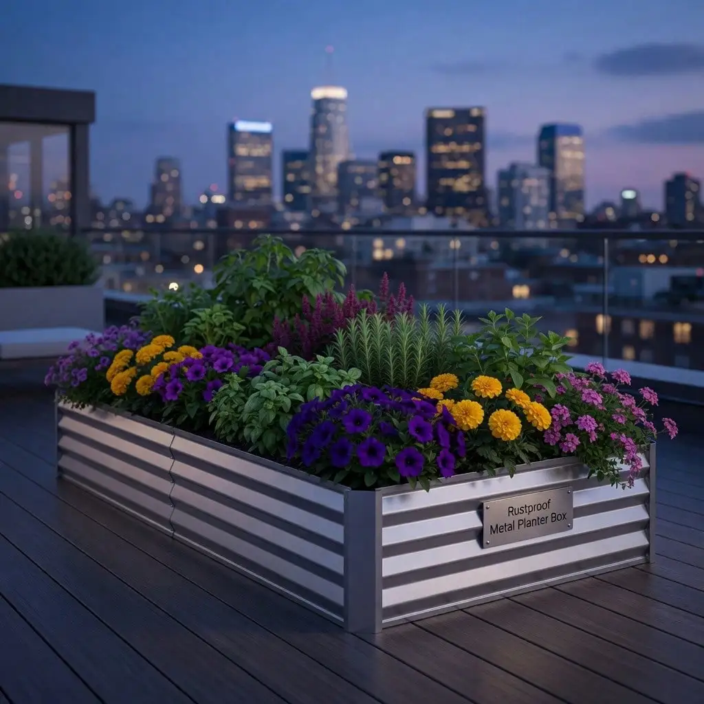 Raised Garden Bed, Measuring 4*2*1 Feet, Made Of Galvanized Material, Designed For Outdoor Planting Of Flowers, Plants, Vegetables, And Herbs - Rust-Resistant, Sturdy And Durable, Easy To Assemble, Comes With Detailed InstallationGardening Pots, Planters
