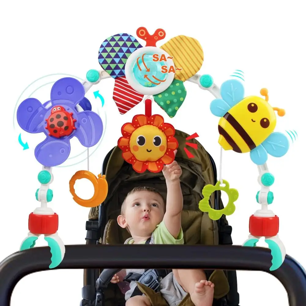 easy-fold-crib-hanging-bell-crab-shark-clip-on-baby-interactive-sunflower-stroller-arch-infant-grab-exercise-bouncer