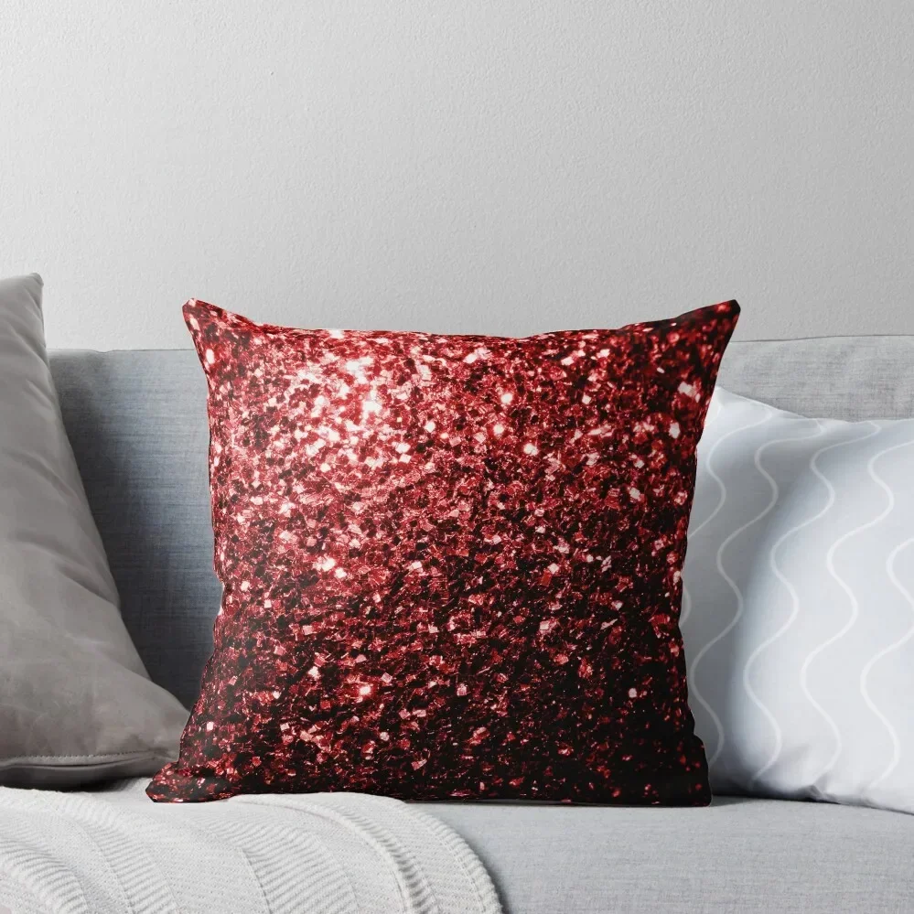 Dark Red Glitter faux sparkles (Photo of Glitter - Not Reflective) Throw Pillow Couch Cushions christmas ornaments 2025 pillow