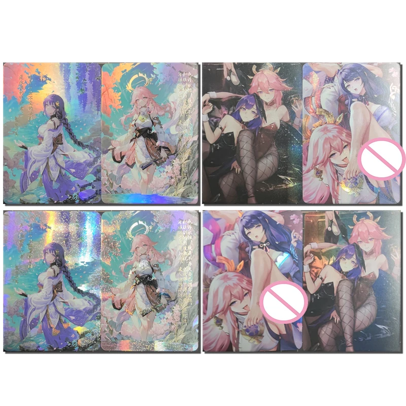 

Anime Goddess Story Genshin Impact Beelzebul Yae Miko Combo series Homemade color flash cards Game Collection Birthday present